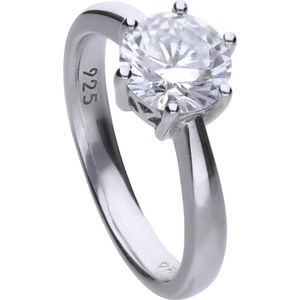 Diamonfire - Zilveren ring met steen Maat 16.0 - Steenmaat 8 mm - Chatonzetting