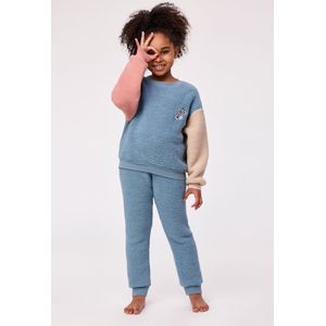 Woody pyjama meisjes - ijsblauw - haas - 232-10-PYM-M/177 - maat 128