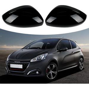 Autoafdekkingen voor buitenspiegels Peugeot 208 2012-2019 - 2 stuks - ABS - Achteruitkijkspiegeldoppen - Zijspiegelkappen - Zwart