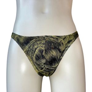 LekkerStout Heren String - Geel/Zwart - Ademend & Zacht - Mannen Lingerie - Alledaags Gebruik - ( L ) | ( LS097 )