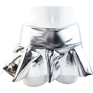BamBella® - Mini rok - Maat S/M - Shiny Wetlook - Sexy Erotische rokje Super shine metallic Lame Glans Zilverkleurig
