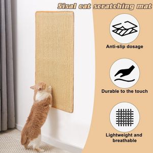 2 stuks krabmat voor katten, krabtapijt sisal, 60 x 30 cm, voor wand, kattenkrabplank, sisal, deurmat, tapijt mat voor bank, meubels, deur, krasbescherming, geschikt voor wandmontage
