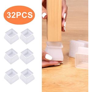 32 stuks - Stoelpoot Doppen - Stoelpoot beschermers - Vloerbescherming - Vierkant- wit - siliconen - 40*40*30mm