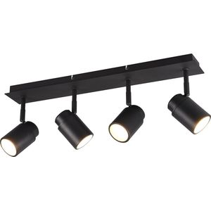 LED Plafondspot - Torna Artion - GU10 Fitting - Spatwaterdicht IP44 - Rechthoek - Mat Zwart - Aluminium