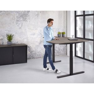 ABC Kantoormeubelen elektrische zit-sta hoek wingbureau teez breed 160cm diep 120cm bladkleur antraciet eiken framekleur antraciet (ral 7016) wingzijde rechts