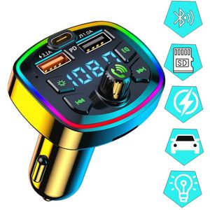 FM Transmitter Bluetooth . Bluetooth Transmitter - Carkit - Handsfree - MP3 - USB - SD Kaart - Snel Lader - Audio Receiver