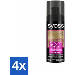 4 x SYOSS - Uitgroeispray Middenblond - Uitgroeispray - Kleurbescherming - Directe Grijsdekking - Uitgroei Spray - Haarspray - Haarverf - Tijdelijke Oplossing - Grijs Haar