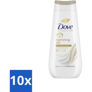 10 x Dove Douchecrème - Nourishing Silk - 225 ml - Zacht - MicroMoisture - Dermatologisch Getest - Biologisch Afbreekbaar