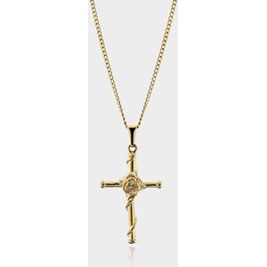 Rose Cross Hanger Kruis Roos Ketting - Gouden Ketting - 50 cm lang - Ketting Heren met Hanger - Griekse Mythen - Olympus Jewelry