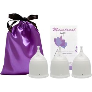 Maxenza Menstruatiecup - Menstruatie Cup - 3 Stuks - Zeerzacht Gevoelloos - Maat S - Grijs