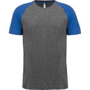 PROACT - PA4010 - Tweekleurig Triblend Sport-T-shirt - Grey Heather / Sporty Royal Blue Heather - Korte Mouwen - Volwassene