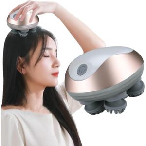 Hoofdmassager - Elektrische draadloze hoofdhuidmassager - met kneedfunctie - Mini-octopus - Oplaadbaar - Draagbare handheld - Hoofdkrabber - 1150mAh - Kneden en vibreren - Bevordert haargroei - Verlicht stress pijn - Type-C-interface - 11x7cm -Wit