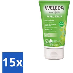 15 x WELEDA - Douchecrème Pearl Scrub - Berken - 150 ml - Exfoliatie - Microcirculatie - Huidverzorging - Weleda - Biologische Ingrediënten
