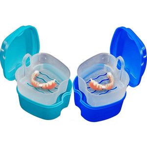 Gebitsbakje - 2 Stuks - Beugelbakje - Kunstgebit Opbergdoos - Prothesebox met Beugelreinigingsbaden