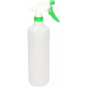 1x Waterverstuivers/spuitflessen groen/witte spraykop 1 liter - Plantenspuiten/schoonmaakspuiten