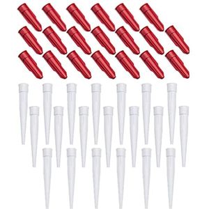 Vervangende Silicone Nozzles - Kit Nozzles - Schroefdeksels - Afsluittools - Witte Kit Nozzles en Rode Kit Caps - Plastic (40)