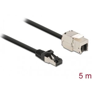 Delock - Netwerkkabel - Zwart - RJ45 Plug op Keystone Module - Cat.6A - 5 Meter