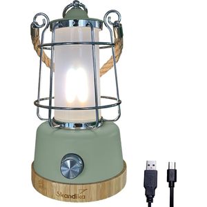 Skandika Kiruna LED-Lamp – Tentlampen – Campinglampen – Buiten Lantaarn – Buitenverlichting – Buiten lamp - Retro outdoor camping lamp met powerbank, traploos dimbaar, draadloos, oplaadbare batterij, USB, warm en koud wit, 75h lichtduur – groen