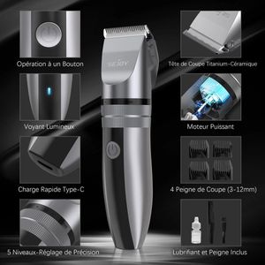 FIBILA Elektrische Tondeuse - Tondeuse Mannen - Tondeuse Hoofdhaar - Baard- & Haarsnijmachine - Heren, Kinderen & Senioren - Inclusief LED-display - Roestvrij Staal