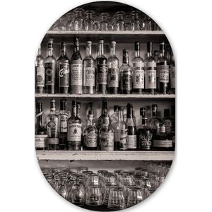Bar - Alcohol - Drank - Stilleven Kunststof plaat (5mm dik) - Ovale spiegel vorm op kunststof