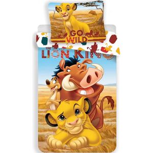 The Lion King - Peuterdekbedovertrek - Geel - Timon en Pumba - 100 x 135 cm - Katoen