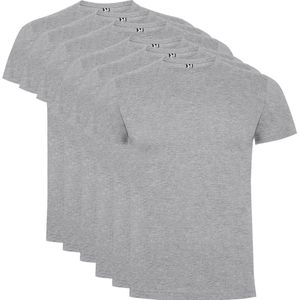6 Pack Roly Dogo Premium Heren T-Shirt 100% katoen Ronde hals Licht Grijs gemeleerd Maat S