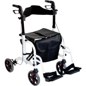 Aidapt - Duo Deluxe - Rollator en Transportstoel - Aluminium - Wit