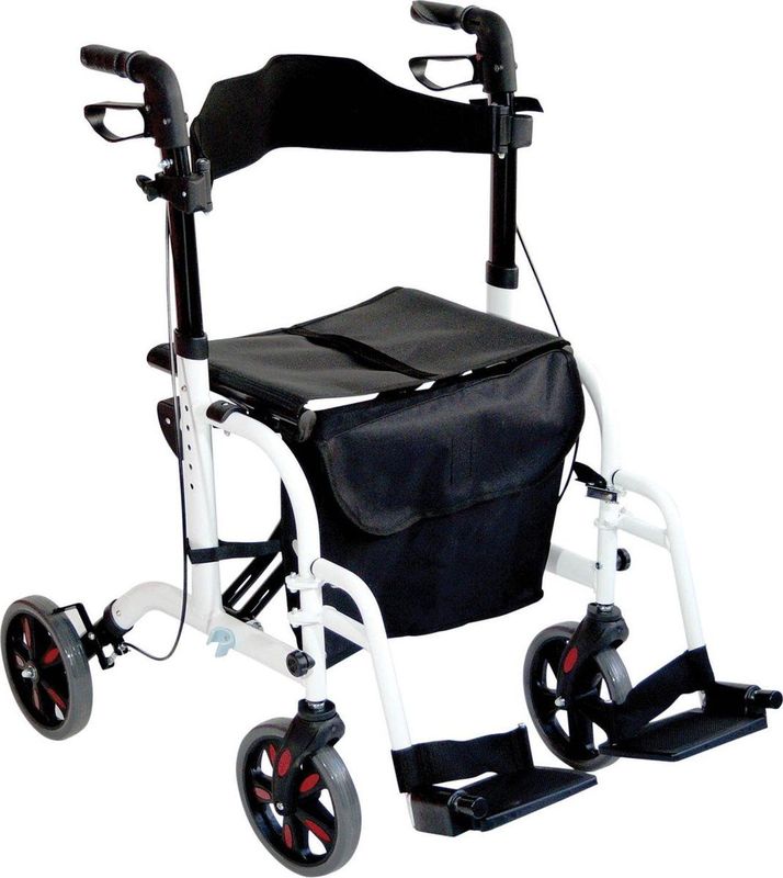Aidapt transport rolstoel rollator - aluminium - wit