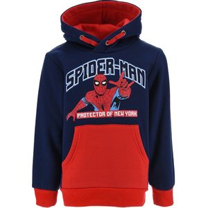 Spiderman Marvel - Hoodie - Sweater met kap - Blauw rood. Maat 128 cm / 8 jaar