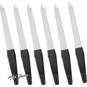 Mrs. Jones 6 stuks zwaard nagelvijl voor natuurlijke nagels professionele metalen nagelvijl manicure nagelvijlen set zwart dubbelzijdige nagelvijl met antislip grip vingernagels teennagel. .