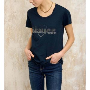 Blauer - 25SBLDH02372 - T-shirt - Marineblauw - Katoen - Korte Mouwen