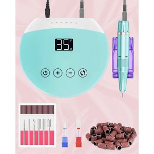 Elektrische Nagelvijl Professionele Draaimachine-HD-LED-Display 35.000 omw/min Voor Gel Acryl Manicure Pedicure Blauw