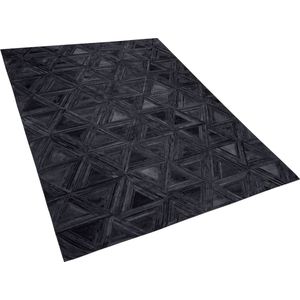 KASAR - Laagpolig vloerkleed - Zwart - 160 x 230 cm - Koeienhuid leer