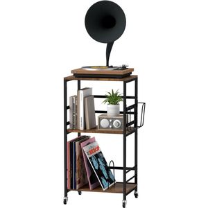 DailySupplies - Platenspeler Meubel - Bruin - Stand Platenspelerstandaard Met Vinyl Opbergsysteem