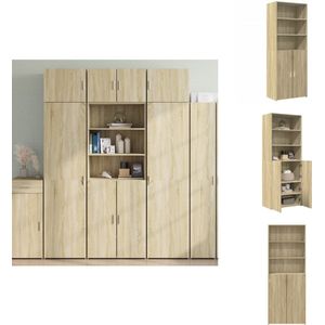 vidaXL Hoge Kast - Hoge Kasten - Hoog Dressoir - Hoge Kast Woonkamer - Hoge kast 70x42,5x185 cm bewerkt hout sonoma eikenkleurig