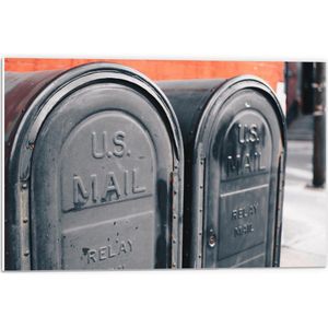 Forex - Twee Zwarte Brievenbussen - 60x40cm Foto op Forex