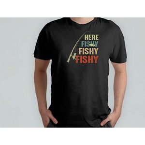 Here Fishy - T Shirt - FishingLife - GoneFishing - CatchOfTheDay - FishOn - Vissen - Vissersleven - VissenVoorDeLol - GevangenVanDeDag