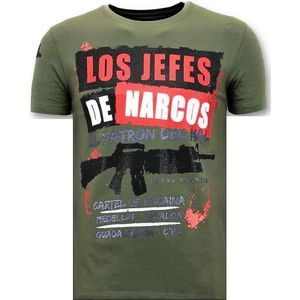 Heren T-shirt Rhinestone - Los Jefes De Narcos - Groen