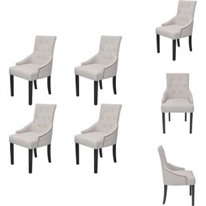 vidaXL Eetkamerstoel - Eetkamerstoelen - Keukenstoelen - Keukenstoel - Eetkamerstoelen 4 st stof crèmegrijs