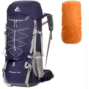 Avoir Avoir®-Hiking Backpack Rugzak - Capaciteit 75L - Kamperen en Wandelen - Paars - Waterzak uitgang - Ritssluitingszakken - Regenhoes