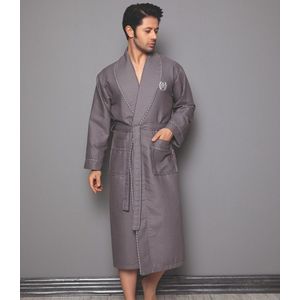 Waffle Heren Badjas/ Ochtendjas / Grijs/ XXL