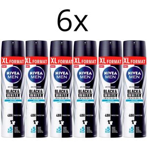 Nivea Deospray Men – Invisible Black & White - Active 6x250 ml - Voordeelverpakking