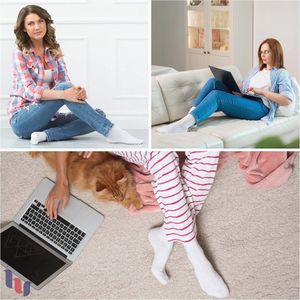 Dames Diabetische Bamboe Crew Sokken - 4 Paar, Ademend en Zacht, Extra Wijd voor Gezwollen Enkels - Maat 36–39/39–43