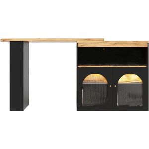 Gotagee Uitschuifbare bartafel Eettafel met opbergruimte Draaibare bartafel Bistrotafel Eettafel Met LED (instelbare lichtkleur) Zwart