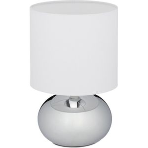 Relaxdays tafellamp rond - touch schemerlamp - nachtkastlamp - tafelverlichting - E14 - zilver