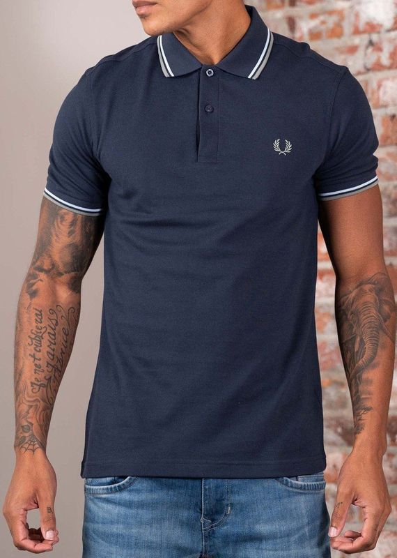 Fred Perry Twin tipped polo - dark airforce light ice bay leaf