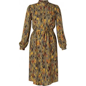 YESTA Vaiana Jurk - Army Green/Multi-Col - maat 0(46)