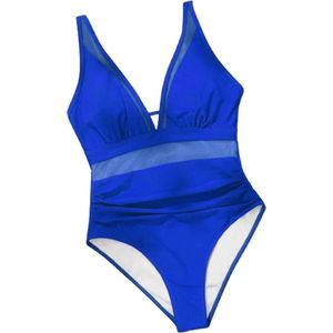 Mesh Blauwe Badpak met Verstelbare Bandjes - Zwemkleding Dames - Bikini