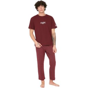 Trendyol Zwarte Bedrukte, Gebreide Pyjamaset Met Normale Pasvorm Thmaw21Pt0393