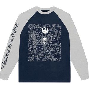 Disney The Nightmare Before Christmas - Jack Crowd Longsleeve shirt - M - Blauw/Grijs